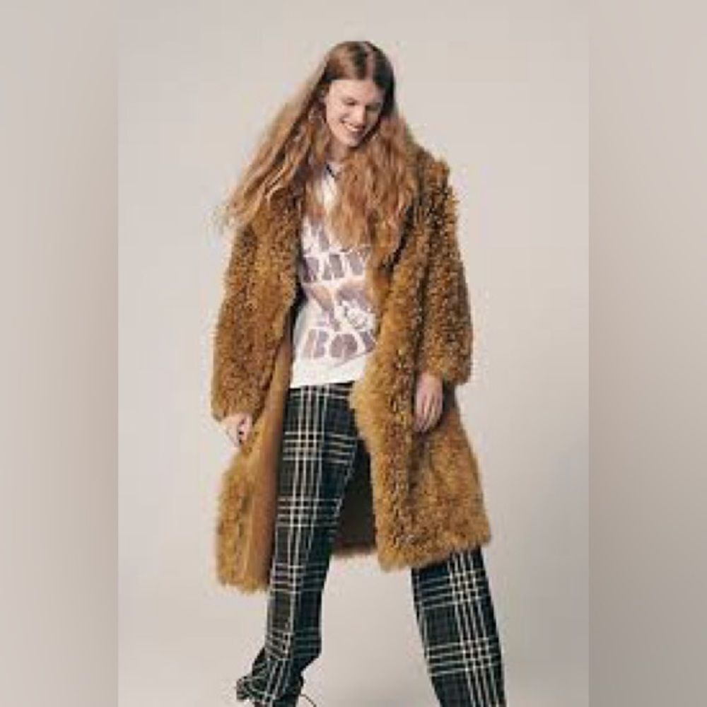 New Free People x Brenda Knight Dazed Reversible Shawl Coat 100% Lambskin/  XL
